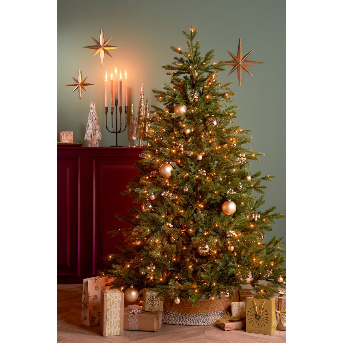 Kerstboomrok - H26 x Ø58 cm - Zeegras - Blauw