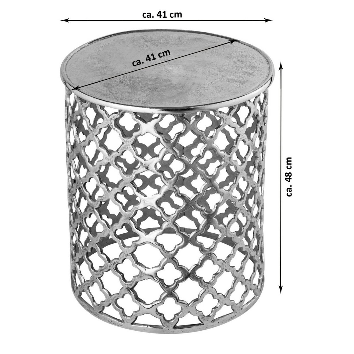 Decoratieve tafel metalen bijzettafel ø 40 x 45 cm rond Cairo zilver of goud aluminium oriental