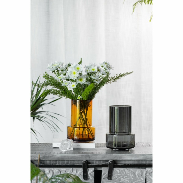 Glazen vaas in retrostijl, modern, stijlvol design, amberkleur, TYLER 12AM