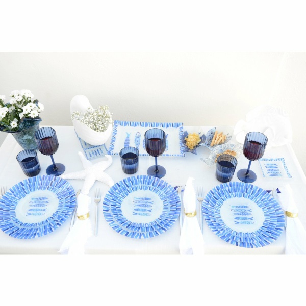 Blue Fish Dessert Plate 20x20x1.3cm - veel 6