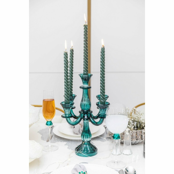 5-LICHTSE TURQUOISE KANDELAAR H35CM