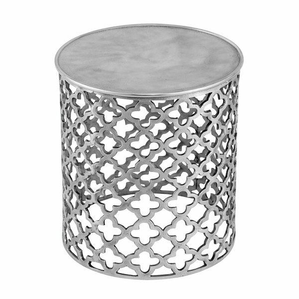 Decoratieve tafel metalen bijzettafel ø 40 x 45 cm rond Cairo zilver of goud aluminium oriental