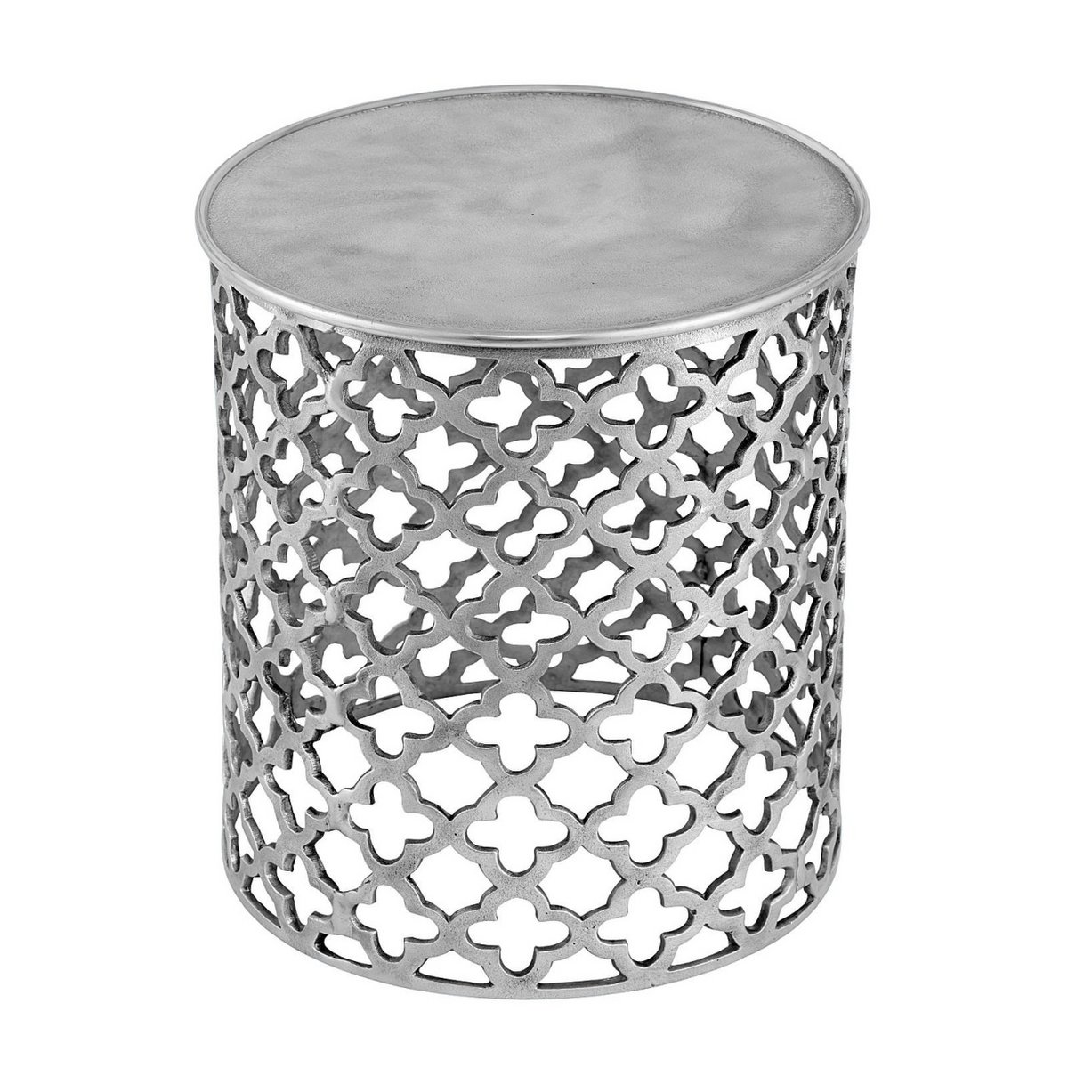 Decoratieve tafel metalen bijzettafel ø 40 x 45 cm rond Cairo zilver of goud aluminium oriental
