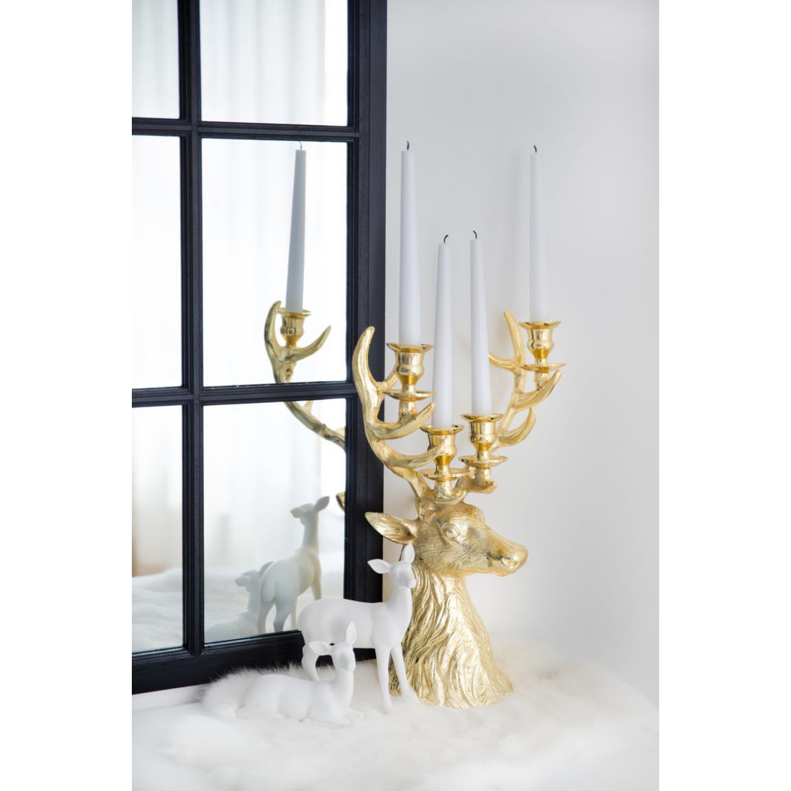 EDZARD kandelaar Hirsch Richard voor 4 kaarsen, hoogte 43 cm, goudkleurig vernikkeld aluminium