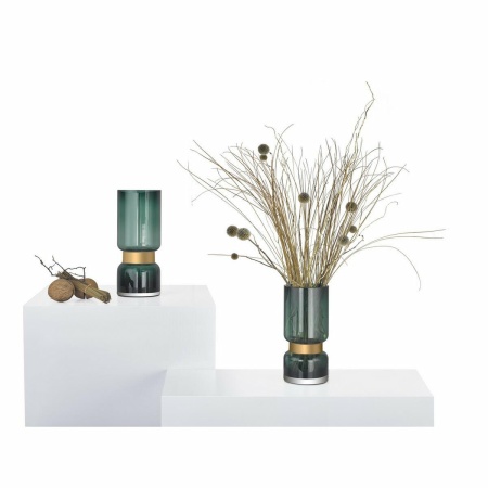 Retro futuristische, luxe grote groene glazen vaas met goud TRI 36 GE