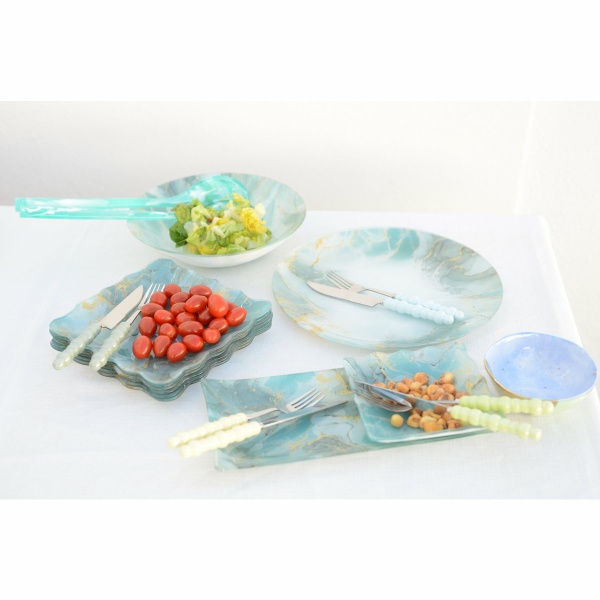 Silver Dessert Forks met multi -gekoleerde mouwen - set van 6