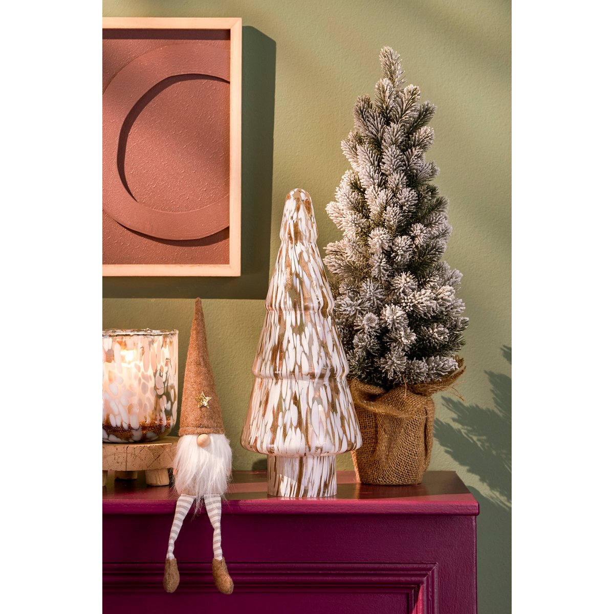 Kunstkerstboom in Jute - H60 x Ø30 cm - Groen Frosted