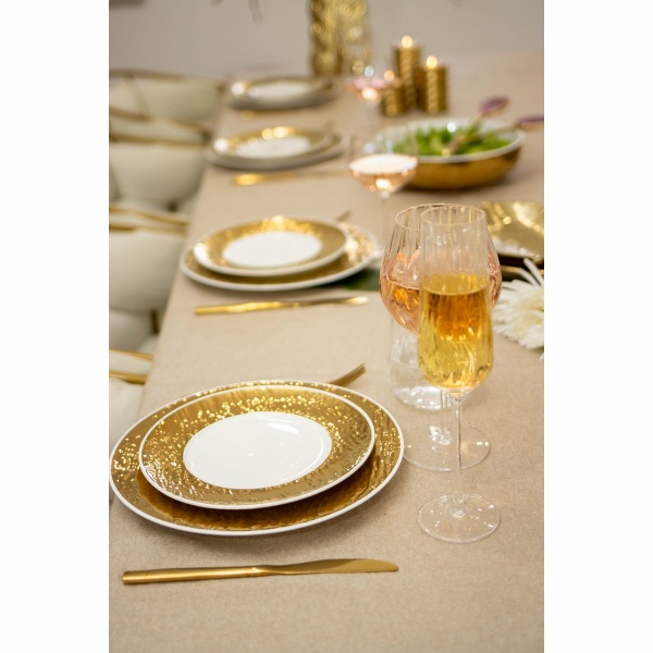 Witte en gouden dessertplaat 22 cm