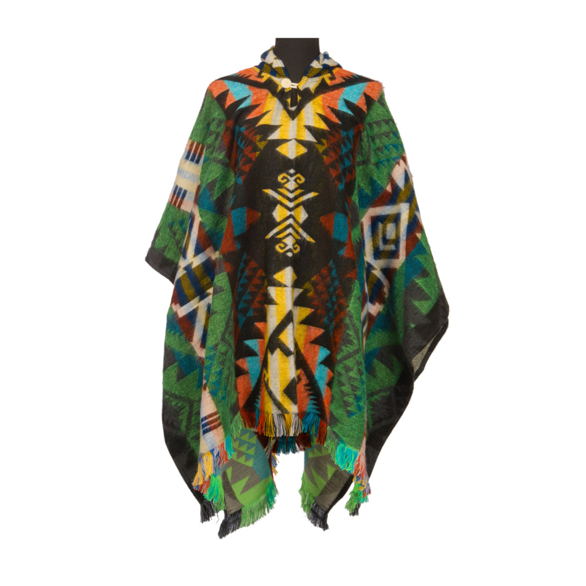 Alpaca Poncho inheems patroon | Waorani groen