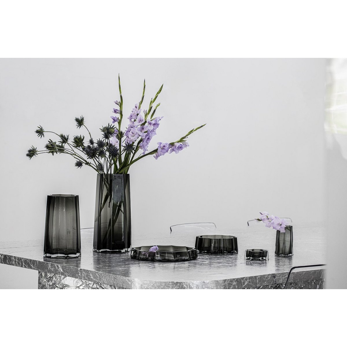 Modern-Klassiek Luxe hoge vaas, stijlvol Belgisch design, LENOX 40 Grijs