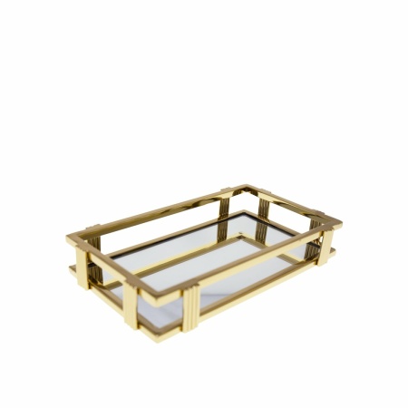 Gouden rechthoekige spiegellade 31x18x5cm