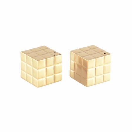 Zoutschudder en peper rubik's kubus goud 3x3x3cm