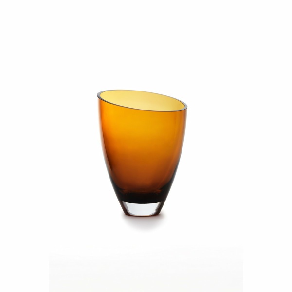 glazen vaas in diepe amberkleur van luxe glas, BULED