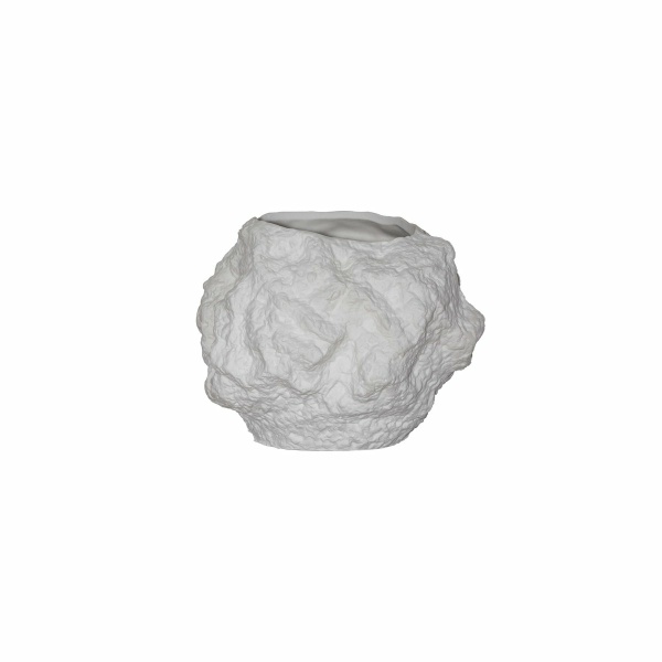 Keramische vaas m. look van rock, trendy natuurlijk design.CHU20WH
