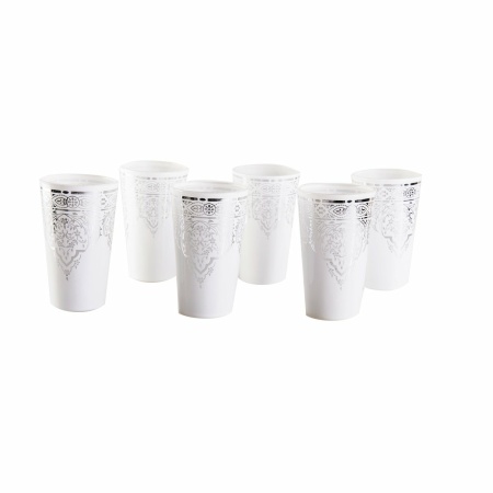 Witte en zilveren theekopjes - veel 6