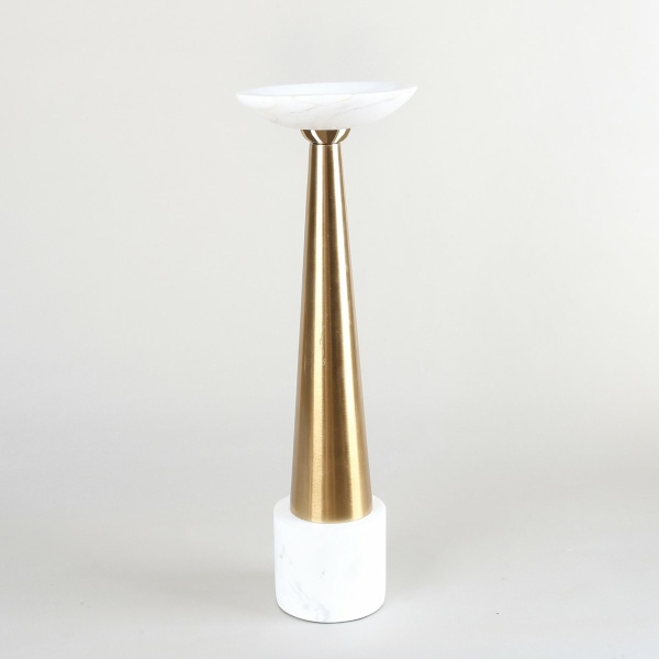 Witte en vergulde roze marmeren knop 12x12x26cm