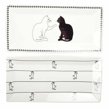 Zwart -witte bakjes met kattenontwerp - veel van 2