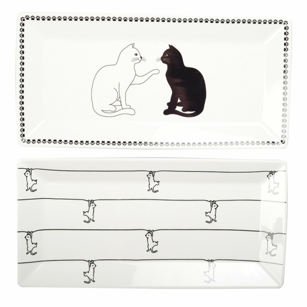 Zwart -witte bakjes met kattenontwerp - veel van 2
