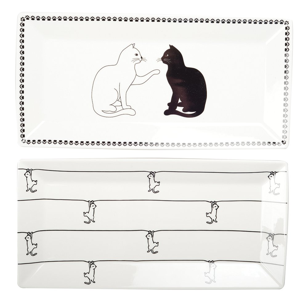 Zwart -witte bakjes met kattenontwerp - veel van 2