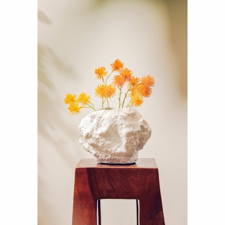 Keramische vaas m. look van rock, trendy natuurlijk design.CHU20WH