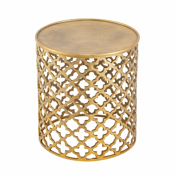 Decoratieve tafel metalen bijzettafel ø 40 x 45 cm rond Cairo zilver of goud aluminium oriental