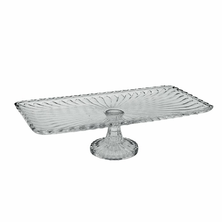 Rechthoekige glazen cake schotel 18,5x18,5x38cm