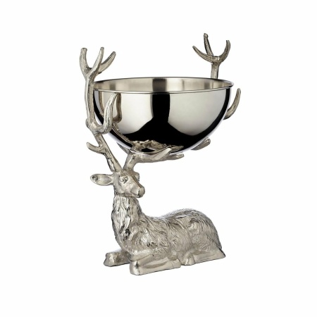 EDZARD flessenkoeler hert, aluminium vernikkeld, zilverkleurig, uitneembare schaal, hoogte 50 cm, breedte 32 cm