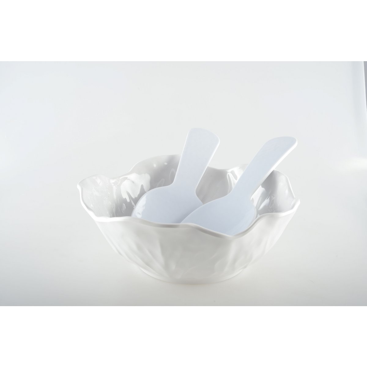 Witte salade bestek in melamine 27x9.5x1cm