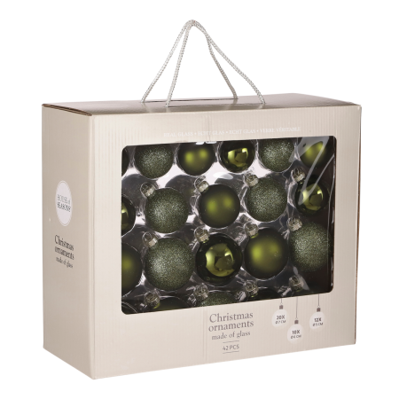 Kerstballen Set - 42 Stuks - Ø7 cm - Glas - Donkergroen