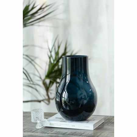 Best verkopende moderne elegante vaas in diepblauw kwaliteitsglas, DAVOS10