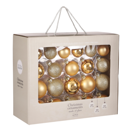 Kerstballen Set - 42 Stuks - Ø7 cm - Glas - Goud