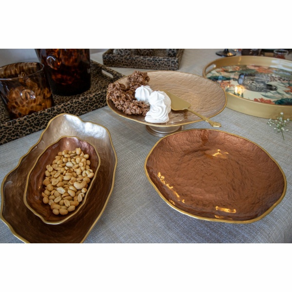 Platplaat op kastanje cakes verguld 21 cm