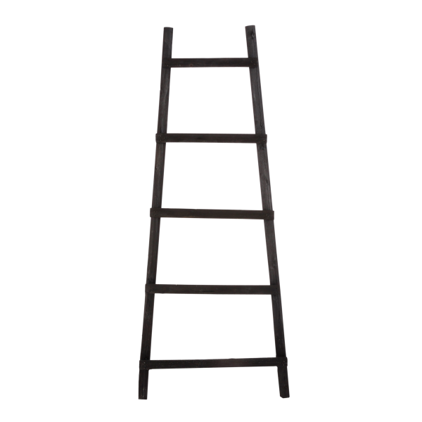 Ladderrek - L29 x B49 x H119 cm - Populierenhout - Zwart