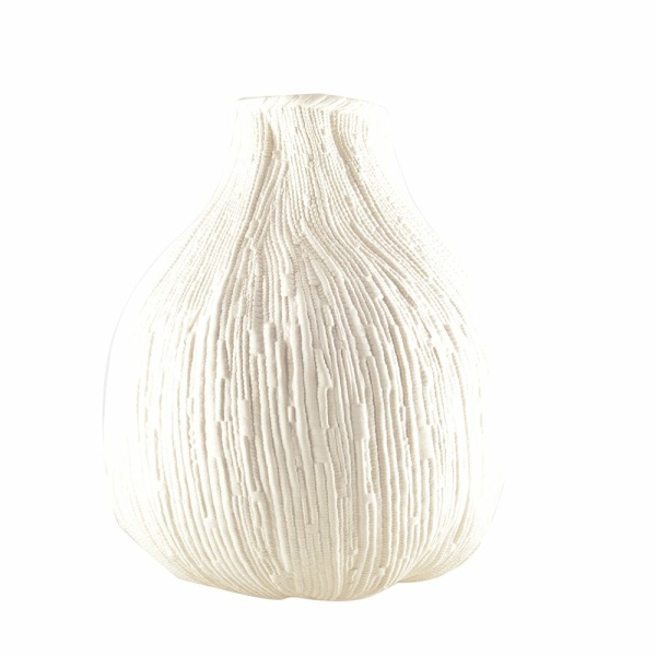 Roomachtig witte ronde vaas groot model 29x29x32cm