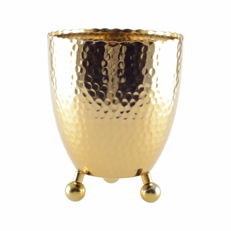 Gouden champagne -emmer gehamerd op ronde voeten - 18x18x22cm