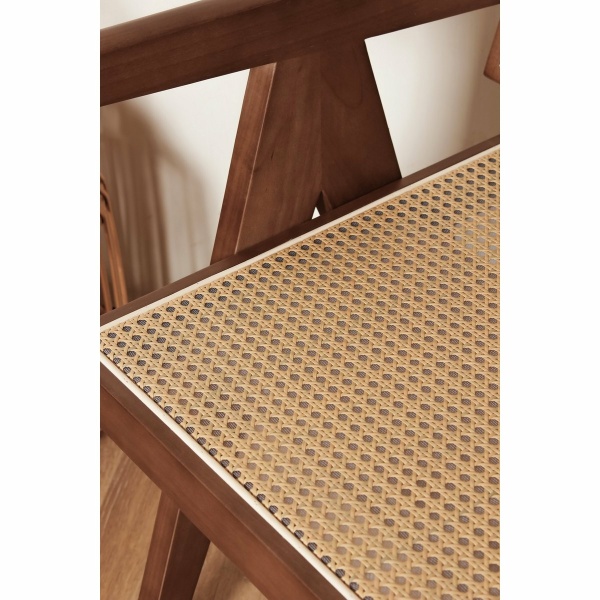 Luxe hout en rattan stoelen Walnut Color - Pierre Jeanneret - Chandigarh