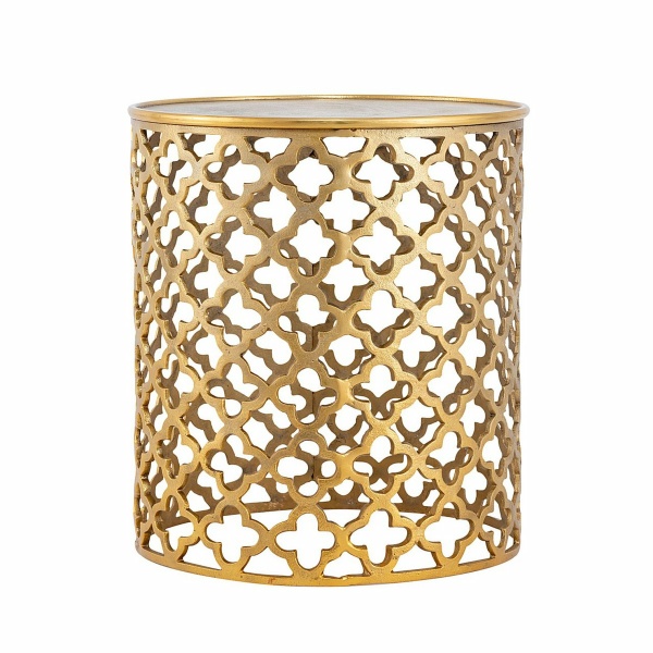 Decoratieve tafel metalen bijzettafel ø 40 x 45 cm rond Cairo zilver of goud aluminium oriental