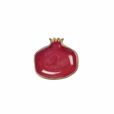 Rode granaatappelbeker met gouden randen 11x11x1.5 cm