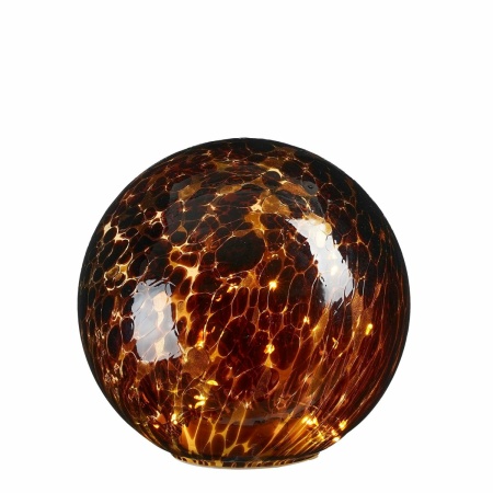 Bollamp met LED Verlichting - H20 x Ø20 cm - Glas - Bruin