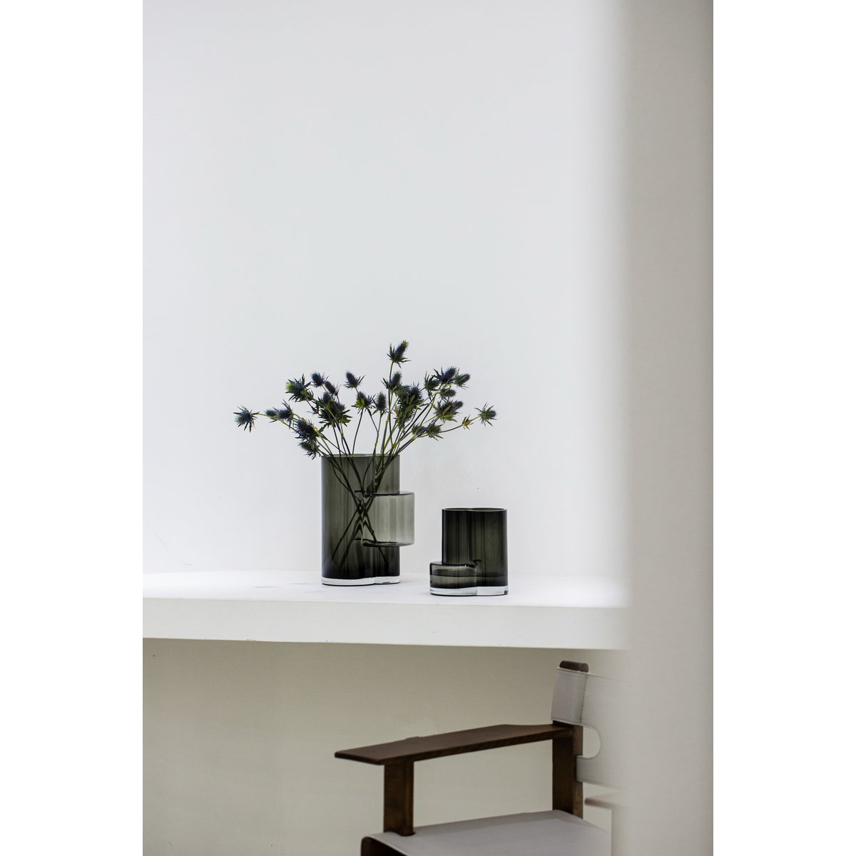 Innovatieve modernistische hoge vaas, topdesign, constructivistisch FUSIO 32 Grey
