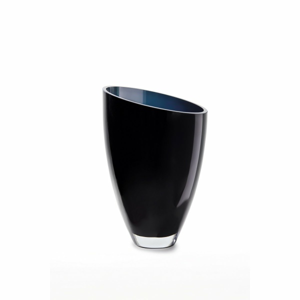 glazen vaas van omgekeerde parabolische vorm scheef, BULED 30 Inkt Blue, 9mm luxe glas