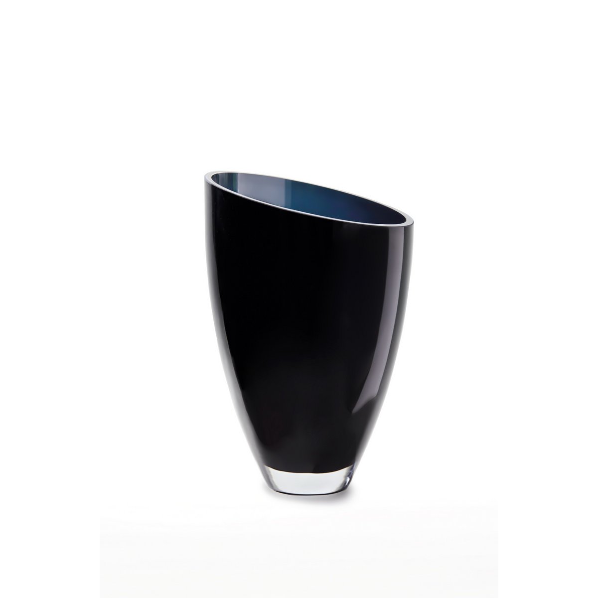 glazen vaas van omgekeerde parabolische vorm scheef, BULED 30 Inkt Blue, 9mm luxe glas