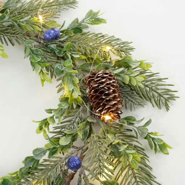 Kerstkrans met LED Verlichting - Ø42 cm - Groen
