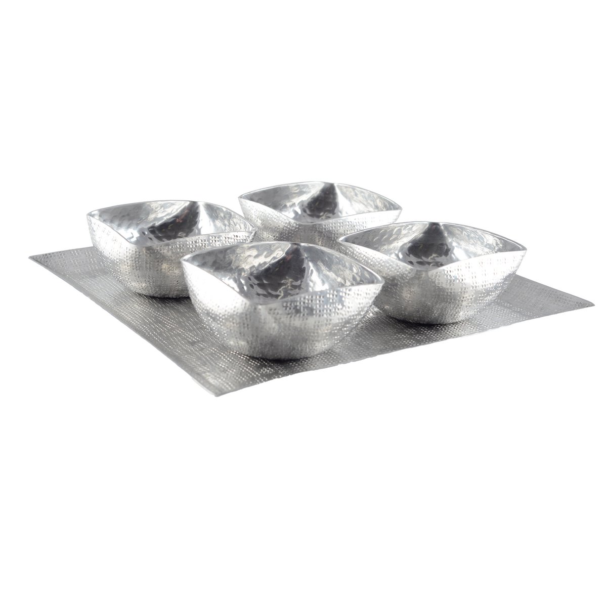 Set van 4 kopjes op aluminium plaat