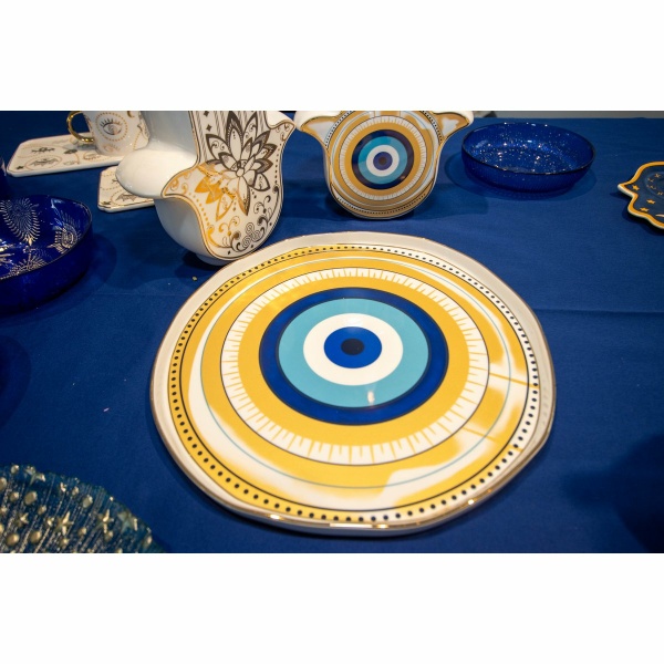 Wit en blauwe porseleinlade D30,5 cm