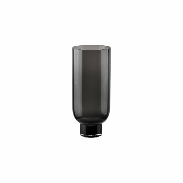 Sobere moderne glazen vaas, cilindrische vorm op een elegante voet, donkergrijs, OMAHA14GR