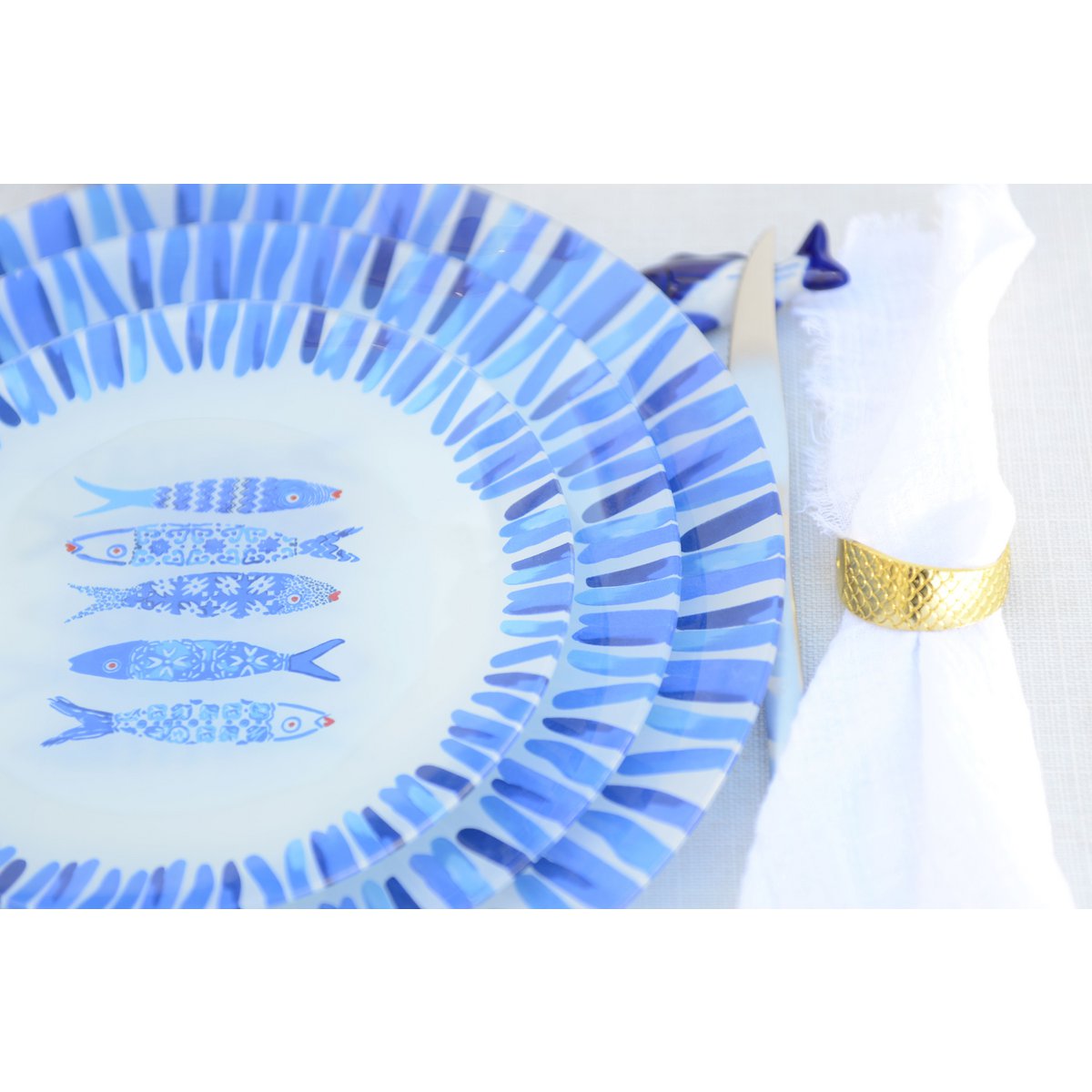 Blue Fish Dessert Plate 20x20x1.3cm - veel 6