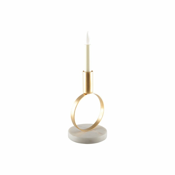 Ronde Matt Golden kandelaar H.17 cm