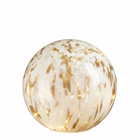 Bollamp met LED Verlichting - H20 x Ø20 cm - Glas - Wit
