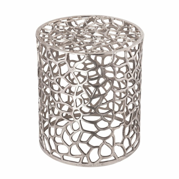 Zij met metalen decoratieve tafel Ø 40 x 46 cm ronde agadir zilver of goud aluminium koraalontwerp
